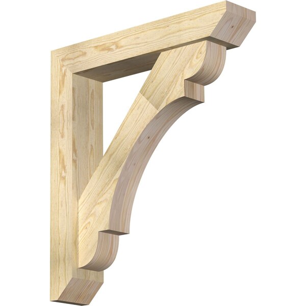 Ekena Millwork Olympic Slat Rough Sawn Bracket w/ Offset Brace, Douglas Fir, 6"W x 30"D x 34"H BKT0604X30X34OLY06RDF - main